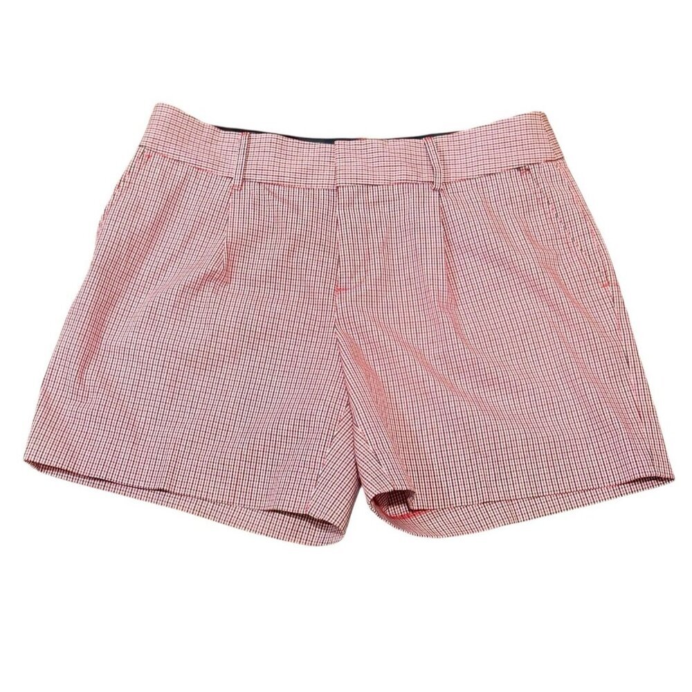 Brooks Brothers Plaid Mini Check Womens Sz 8 Red White Blue 6” Cotton Shorts